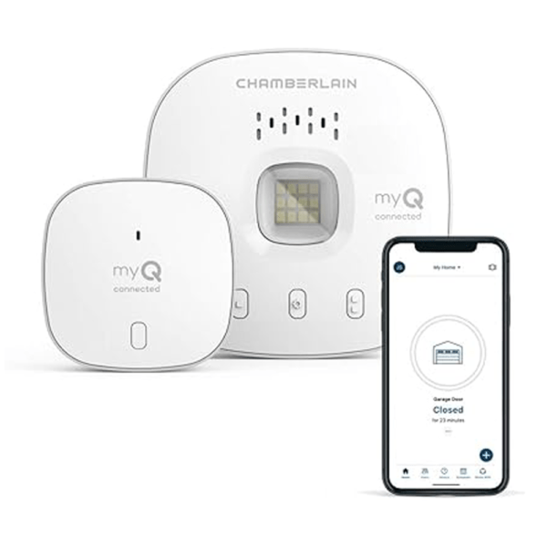 CHAMBERLAIN Smart Garage Control - Wireless Garage Hub and Sensor with Wifi & Bluetooth - Smartphone Controlled, myQ-G0401-ES, White