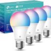 Kasa Smart Light Bulbs, Full Color Changing Dimmable Smart WiFi Bulbs Compatible with Alexa and Google Home, A19, 9W 800 Lumens,2.4Ghz only, No Hub Required, 4 Count (Pack of 1), Multicolor