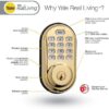 Yale Security Electronic Push Button Deadbolt Fully Motorized with Zwave Technology, Polished Brass